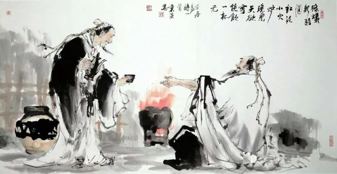綠蟻新醅酒，紅泥小火爐。晚來(lái)天欲雪，能飲一杯無(wú).jpg